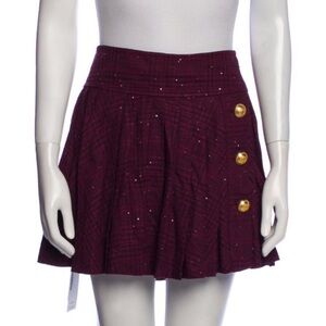 Ramy Brook Elegant Burgundy Skirt with Gold Accents